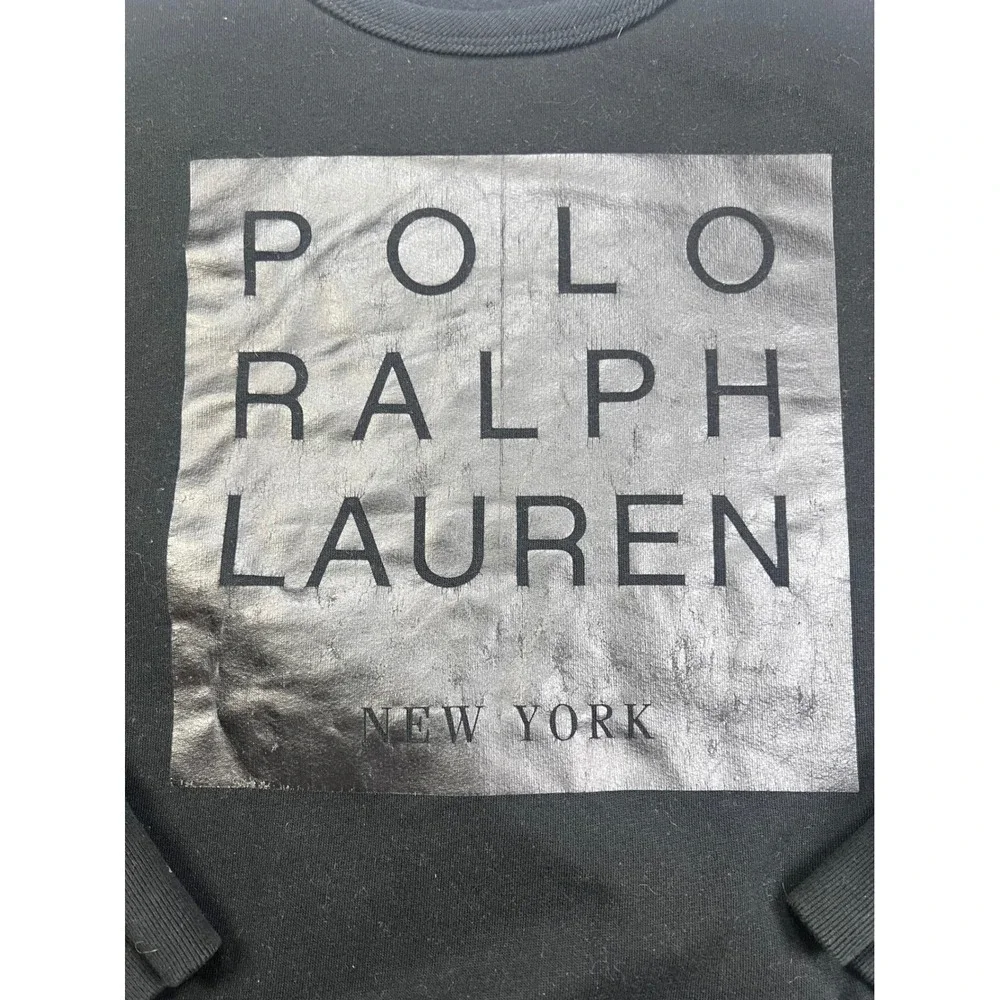 Polo Ralph Lauren Sweatshirt Mens XL Black Graphic New York Crewneck Fleece